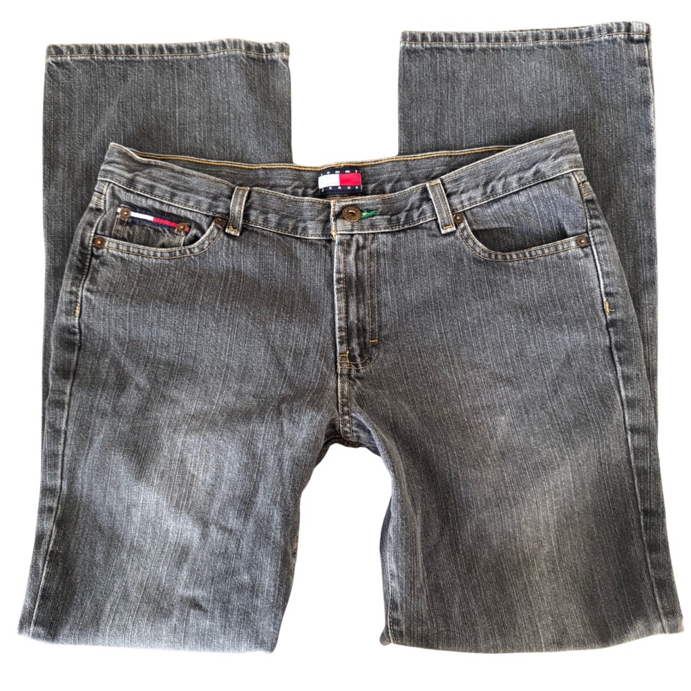 Tommy Hilfiger Women's Gray Jeans Vintage 100% Cotton Straight Leg 18" Waist